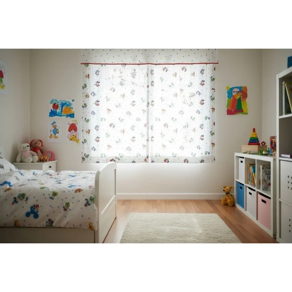Vintage Disney Curtain 40x64 Panels Set of 2 Mickey Minnie Mouse Kids Bedroom